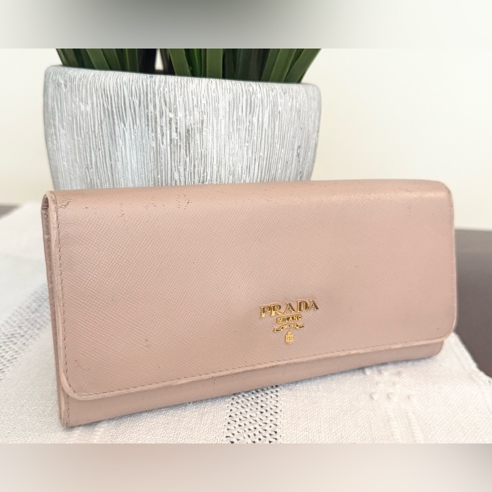 Prada Beige Saffiano Flap Continental